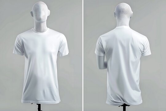 Elegant White T-Shirt on Mannequin Isolated on Light Background