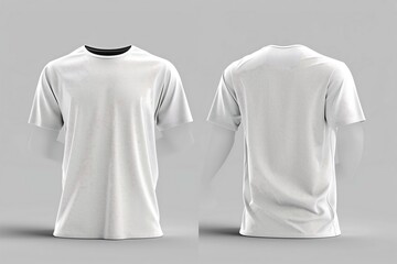 Classic White T-Shirt Mockup on Gray Background for Fashion Design