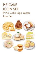 Pie cake logo vector icon set 