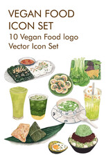 Vegan food logo vector icon set 