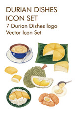 Durian dishes logo vector icon set 