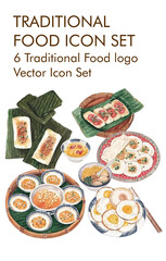 Traditional food logo vector icon set 