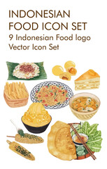 Indonesian food logo vector icon set 