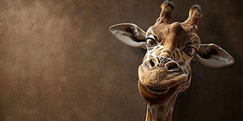 Título Girafa Sorridente em Pose Brincalhona - obrazy, fototapety, plakaty