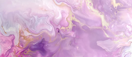 Stickers fenêtre Violet Abstract fluid art painting in light magenta, white and gold colors with swirling patterns reminiscent of an ocean landscape