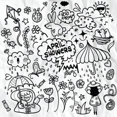 April Showers Bring May Flowers Doodle Collection