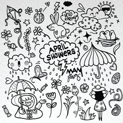 April Showers Bring May Flowers Doodle Collection