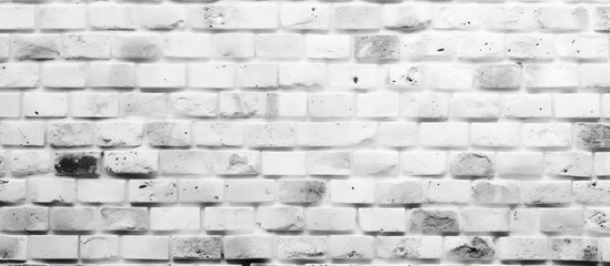 A close up view of a sturdy brick wall with a red fire hydrant standing in front of it