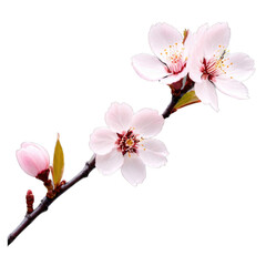 A cherry blossom flower isolated on a transparent background, capturing its delicate beauty and ephemeral charm