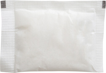 Blank white paper sachet sugar bag isolated on white background