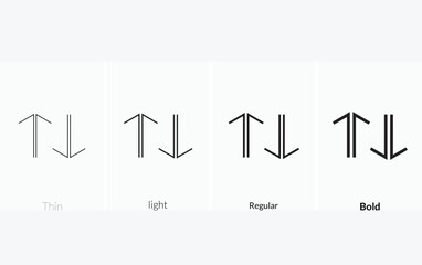 Fototapeta premium Arrows Sort icon. Thin, Light Regular And Bold style design isolated on white background.