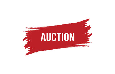 Fototapeta premium Brush style Auction red banner design on white background.