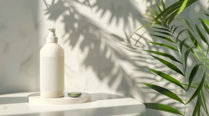 Bathroom amenities, shampoo mockup product on table white, transparent background 