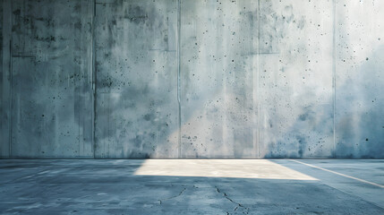 A large, empty room with a concrete wall. The room is empty and has a very industrial feel