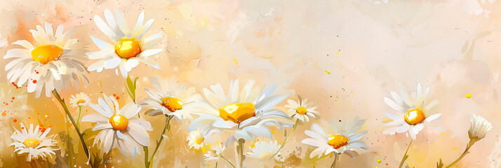 Whimsical watercolor of daisies on a textured background, adding a touch . Generative AI
