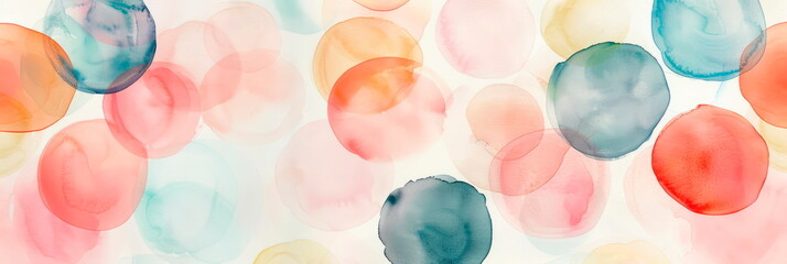 Whimsical watercolor polka dots pattern , adding a playful and cheerful vibe . Generative AI - obrazy, fototapety, plakaty