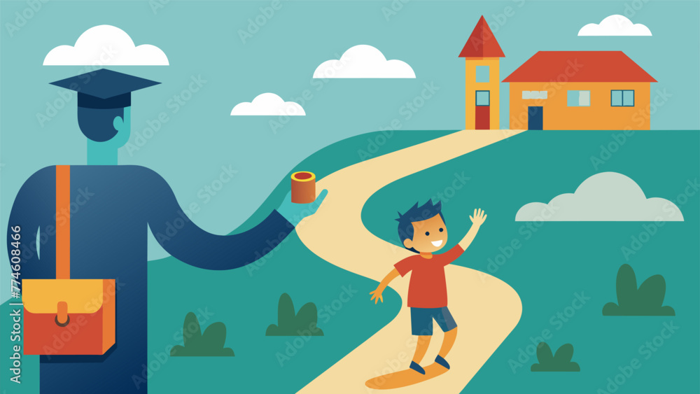Poster the parents hand represents a source of guidance and direction for the child helping them to stay on