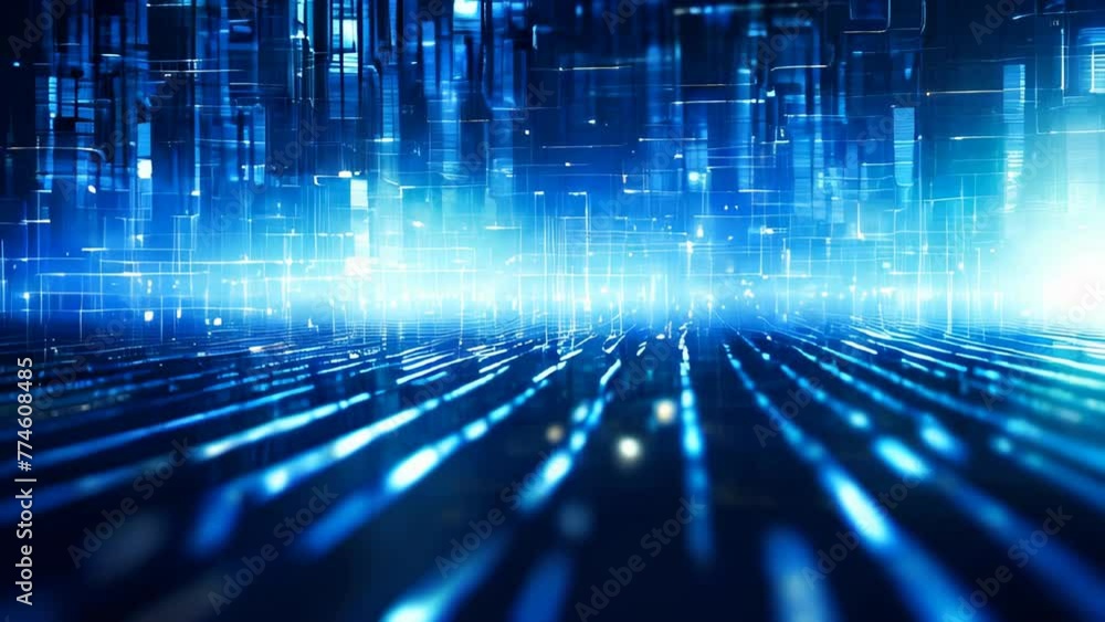 Aufkleber binary data blue abstract background. information technology concept.