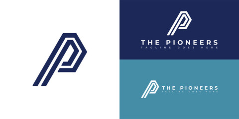 Abstract initial strip line letter P or PP logo in blue color isolated on multiple background colors. The logo is suitable for online tourism agency business logo icon design inspiration templates.