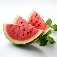 The watermelon had water droplets on it. Watermelon cut in half and has seeds Generative AI