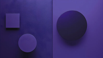 A purple background with three different shapes on it. The shapes are circles and squares. The circles are in the middle and the squares are on the left and right