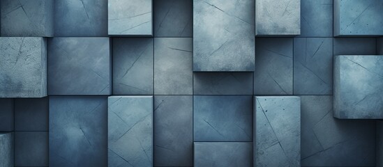 Blue cubes arranged closely together are prominently displayed on a black background, creating a striking visual contrast