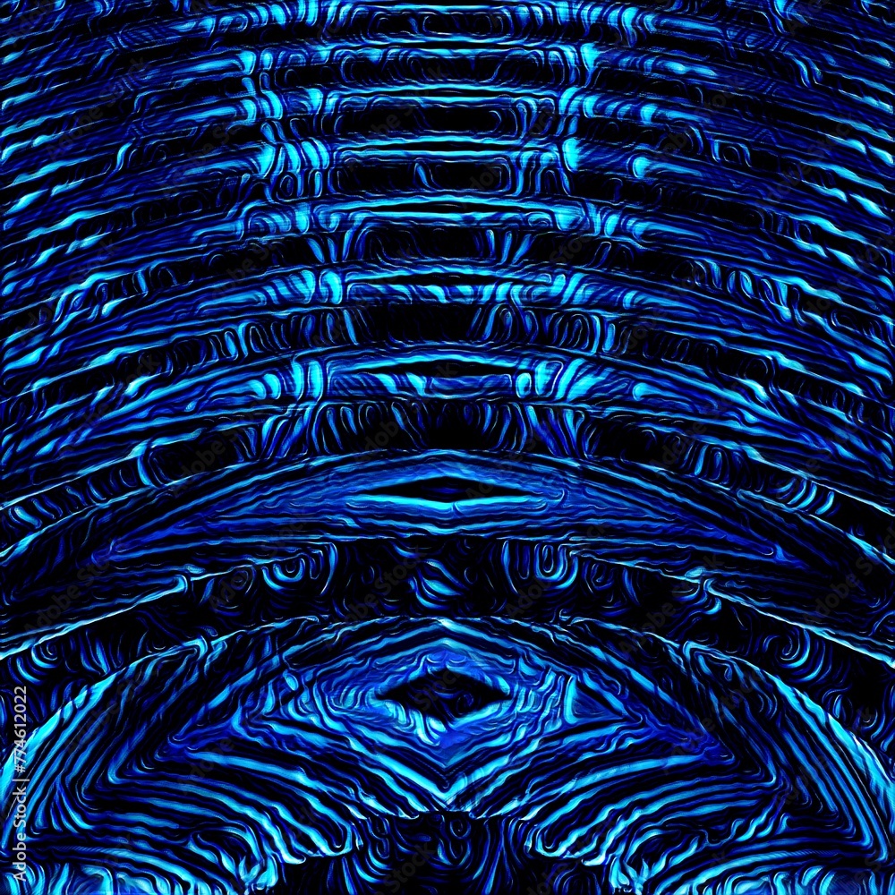 Poster silver and turquoise blue pattern on black background in a square format