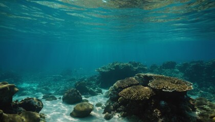 Fototapeta na wymiar Underwater landscape. Realistic background