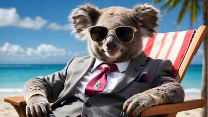 Stylish Suits and Silly Shades,  The Comical World of Animal Fashion, Funny Animals in Fashion, The Dapper Animals Collection, Trendy Animals in Sunglasses and Suits, Chic, Dapper, Suave, Stylish - obrazy, fototapety, plakaty