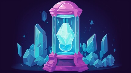 Time's Crystal Cave, its crystals shifting hues and designs with time, offering glimpses into history and what's to come,cute, elegant, fantasy, sharpen, graphic design, illustration