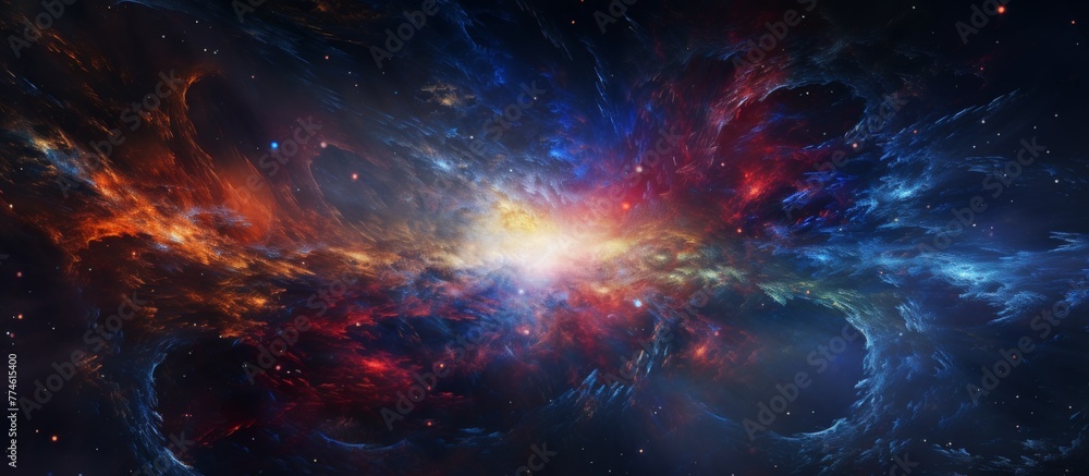 Poster a stunning and vivid galaxy filled with an array of colorful stars and nebulas shining in the vastne