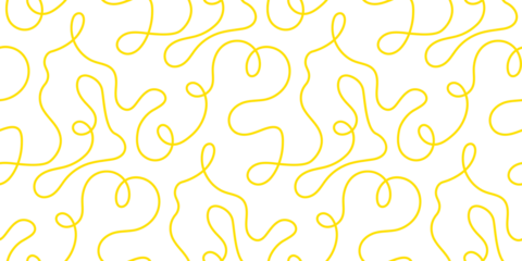 Rolgordijnen Noodle pasta seamless pattern vector background. Spaghetti curvy doodle pattern, Italian pasta background. Chinese abstract noodle, ramen design yellow food wallpaper. Vector illustration © Polina Tomtosova