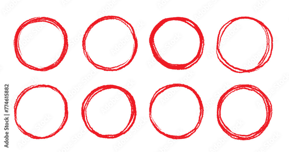 Aufkleber round brush stroke red stamp vector frame. hand drawn rough scribble red effect line. paint color cr