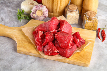 Sliced raw beef meat for cooking