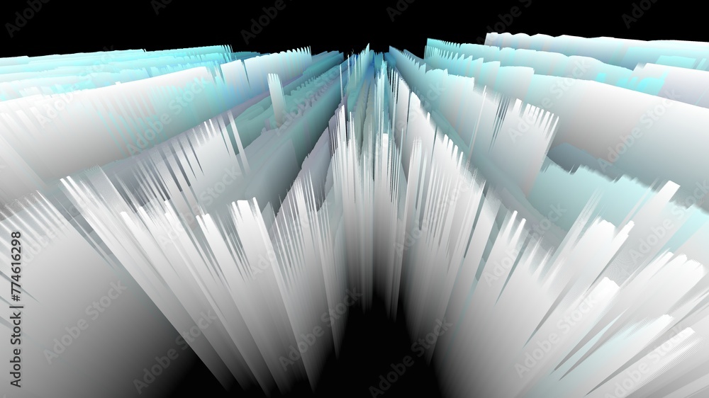 Aufkleber 3d exploding surface view in silver grey and blue on a black background