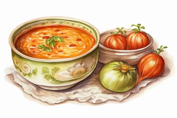 Orange and Carrot Soup watercolor watercolor tone, pastel, 3D Animator
