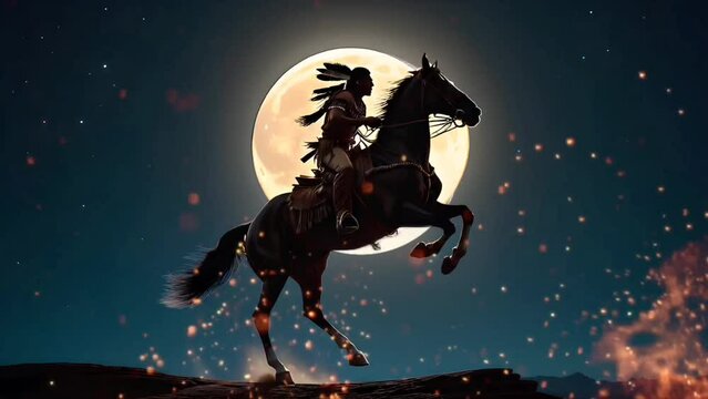 American Indian Warrior on Horseback