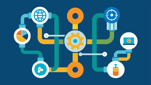 A series of pipes and valves intertwine representing the complex and interconnected nature of data integration. The pipes carry different types