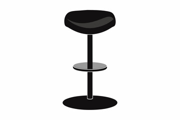modern bar stool on one leg silhouette black vector illustration