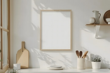 Fototapeta na wymiar Kitchen with mockup with frame size 2:1