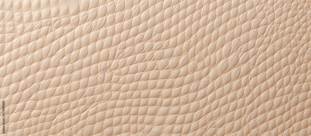 Poster detailed close up view of a white leather material with a distinctive pattern, suitable for backgrou