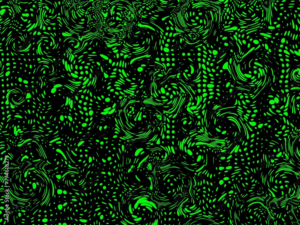 Aufkleber neon green spots and dots of different sizes arranged to make a complex grid pattern turbulent disto