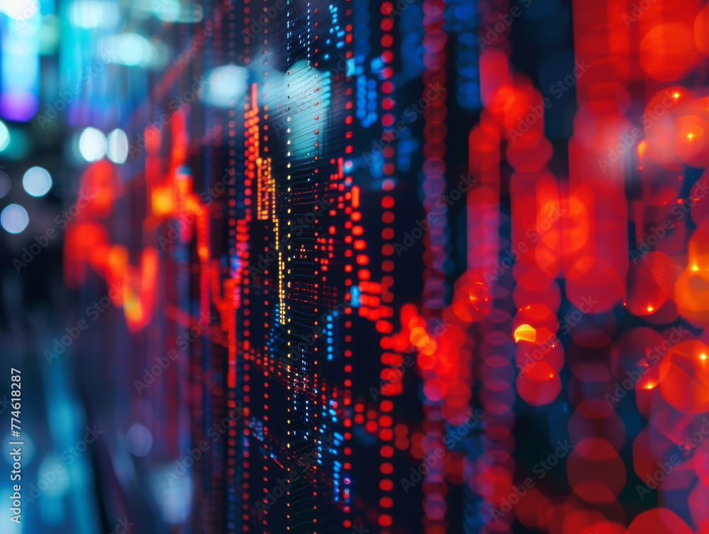 Aufkleber a colorful, abstract image of a stock market with red and blue lines. concept of chaos and unpredict