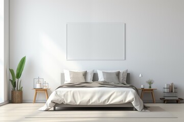 Soft bed and lamp in white modern badroom for comfort and relax design