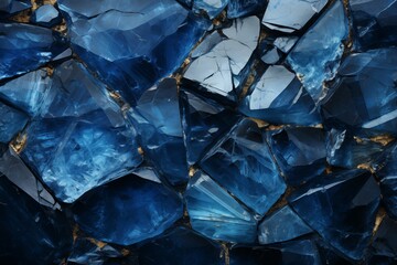 Closeup abstract textured mineral blue sapphire background