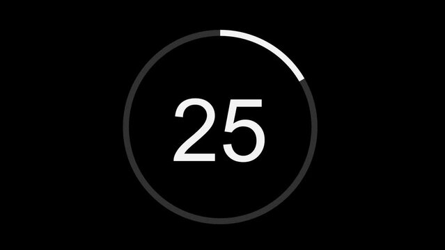 Countdown Ten Seconds Animation Video from 30 to 0 Seconds with White Color on Dark Background. Modern Flat Design. 4K UHD
