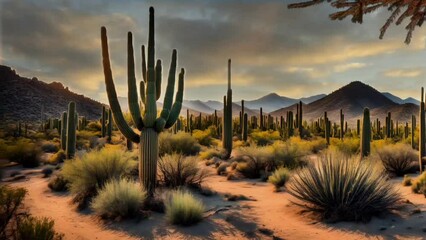 Cactus Standing Tall in Arid Landscape