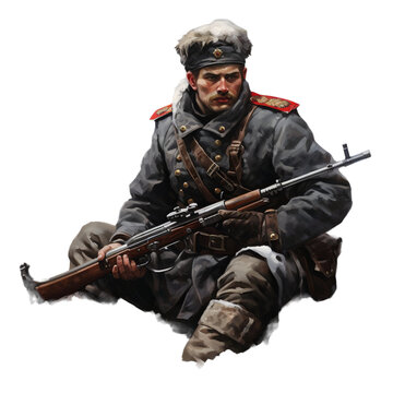 illustration of soldier images paintings, Isolated on transparent PNG background, Generative ai