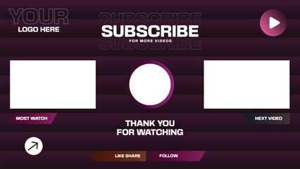 Thank you for watching screen, Youtube outro with a cool bubbling pink texture