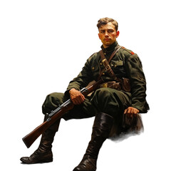 illustration of soldier images paintings, Isolated on transparent PNG background, Generative ai